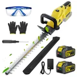 Taille-Haie Sans Fil 22 Pouces, Moteur Sans Balais 3000 W, 2 Batteries 4,0 Ah, Taille-Haie Sk5 Avec Lame à Double Action, DiamèTre De Coupe 16 Mm, PoignéE Pivotante à 180° Pour Le Jardin, Les Arbustes