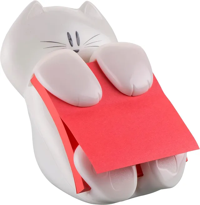 Post-it Z-Notes Super Sticky + Dévidoir Chat, 90 Feuilles, 76 x 76 mm