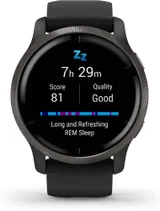 Garmin Venu 2 - Montre connectée GPS Multisports avec écran AMOLED, autonomie Longue durée (11 Jours) – Gris avec Bracelet Noir - Boîtier 45 mm