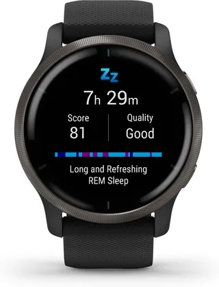 Garmin Venu 2 - Montre connectée GPS Multisports avec écran AMOLED, autonomie Longue durée (11 Jours) – Gris avec Bracelet Noir - Boîtier 45 mm