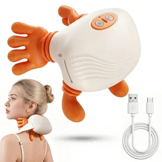 Masseur Cervical à Main Bionique, 4D Massage Cervicales Recargable por USB, Capacidad de la batería: 2000 mAh, Cadeaux Pour Maman, Femmes et Hommes