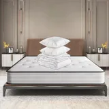 IZTOSS Matelas 140x190, Luxe Mousse à Mémoire, Kit Complet Couette + 2Oreillers, Ergonomique Haute Résilience