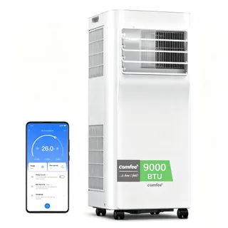 COMFEE' Climatiseur Mobile 9000 BTU/h 2,6kW, Contrôle APP, 3 Modes, 3 Vitesses de ventilation, Dimensions compactes, Pour pièces de 33㎡, Breezy Cool 2.6, Fonctionne avec Alexa