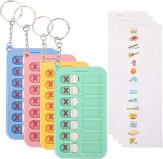 Lot de 4 Tableau Routine Enfant et To Do List - Planning Semainier Enfant Réutilisable avec 4 Cartes DIY - Tableau de Comportement pour Favoriser l'Autonomie avec porte-clés (Multicolore)