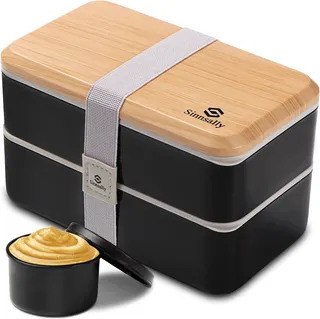 Sinnsally Bento Lunch Box Adulte,1400ml Boite à Bento,Boîte à Lunch,Boîte à Déjeuner,Boite Bento pour Salades,Collations,Boite Repas Compartiments avec Accessoires,Bento Japonais Design avec Couverts