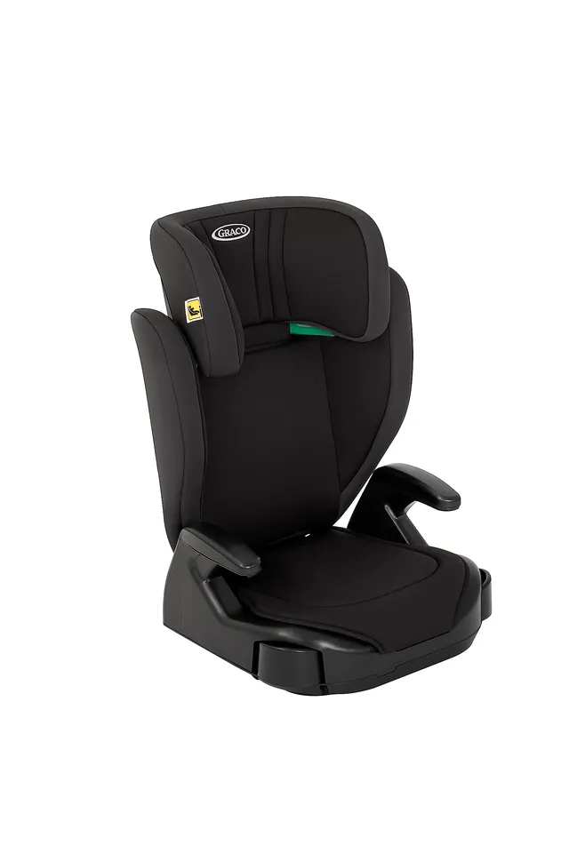 Graco Junior Maxi I-Size R129Rehausseur à Dossier Haut, env, 3,5-12 Ans (100-150 cm), Rehausseur de Siège pour enfant, Accoudoirs et Appui-Tête Réglables en Hauteur, Léger, avec Porte-Boisson, Noir