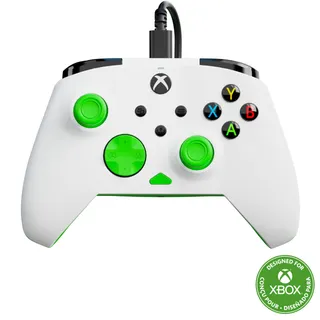 Turtle Beach Rematch Core blanc/vert - Manette de jeu filaire - Licence Xbox Series XS, Xbox One et PC - touches audio, moteurs de vibration et gâchettes d'impulsion, câble de 3 m
