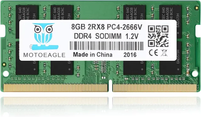 Mémoire RAM de 8 Go, 1RX8 DDR4, 2666 MHz SODIMM, PC4-21300 (PC4-2666 V), CL19 SODIMM 1,2 V à 260 broches, non-ECC, pour ordinateur portable