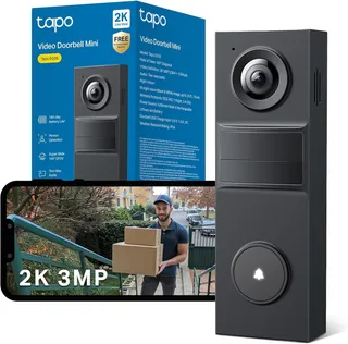 Tapo Sonnette Sans Fil Exterieur Etanche avec Caméra 2K 3MP, IP54 D205