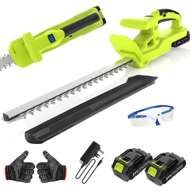 VOERJIA Taille Haie Batterie 21V, Taille-Haie Électrique sans Fil avec 2×2000mAh Batteries, Moteur 750W, Lame Double 50cm, Coupe Branche Électrique, Cisaille Haie pour Jardin et Arbustes