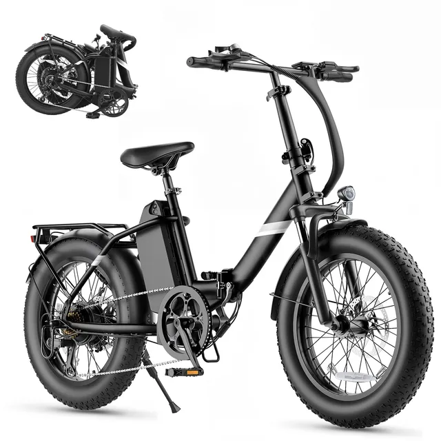 Touroll S3 Vélo Électrique Fat Bike Pliable, Pneus 20"x3.0" Tout Terrain, Moteur 250W, Batterie Amovible 468Wh, 7 Vitesses, Freins à Disque, E-Bike Urbain avec Porte-Bagages, Grande Autonomie 65KM