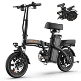 URLIFE Vélo Électrique pliant, 14" Électrique avec Batterie au Lithium Amovible 48V7.5Ah, Vélo Électrique Pliable avec Pédalage Assistance, Moteur 250W, Mini Ebike Autonomie 40-60km pour Adulte (Noir)