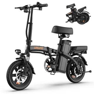 URLIFE Vélo Électrique pliant, 14" Électrique avec Batterie au Lithium Amovible 48V7.5Ah, Vélo Électrique Pliable avec Pédalage Assistance, Moteur 250W, Mini Ebike Autonomie 40-60km pour Adulte (Noir)