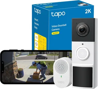 Tapo Sonnette Sans Fil Exterieur Etanche avec Caméra 2K, avec Carillon