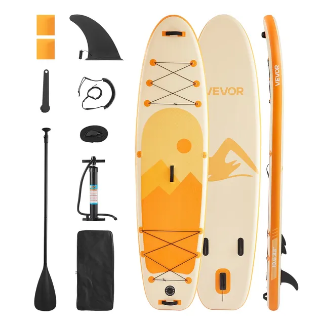 VEVOR Paddle Gonflable, 323 cm, Planche à pagaie Debout Sup, Ultra-légère, avec Accessoires de Pompe, pagaie, aileron, Sac à Dos, Laisse de Cheville, Sangle, Pont antidérapant pour Jeunes et Adultes