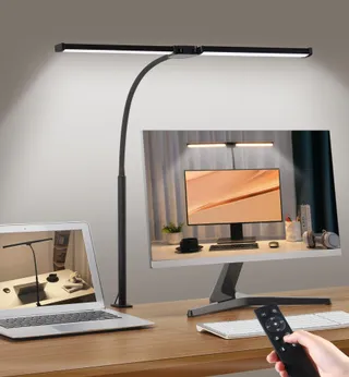 LIBORA Lampe de Bureau LED, Double tête lampe bureau, Noir