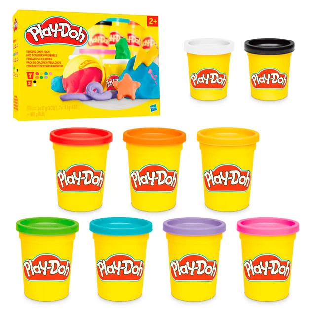 Play-Doh, Mes Couleurs préférées, Pack de 9 Pots de pâte à Modeler, Loisirs créatifs pour Filles et Garçons dès 2 Ans, Idèe Cadeaux pour Anniversaires