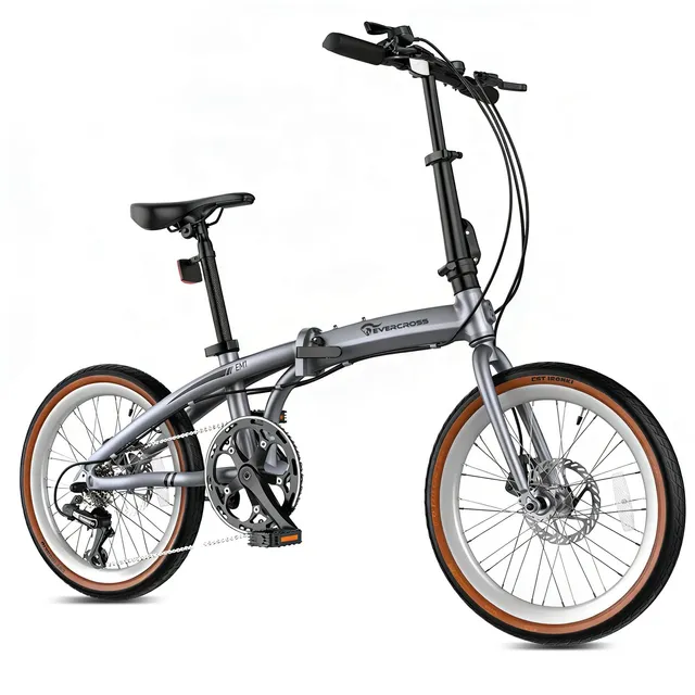 EVERCROSS EM1 Vélo Pliant pour Adultes et Adolescents dès 12 Ans – Roues 20", 7 Vitesses, Double Freins à Disque, Cadre en Aluminium Léger, Poids 12,7 kg, Bike Urban aux Tailles 150-185 cm