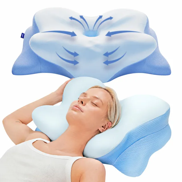 Derila Ergo Oreiller Cervical Mémoire de Forme Papillon Rafraîchissant