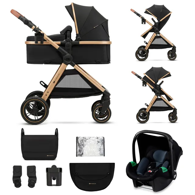 Kinderkraft ESME Poussette 3en1 avec Siège Auto Mink PRO i-Size, Noir