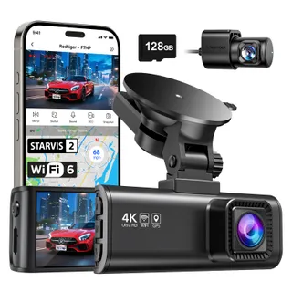 REDTIGER 4K Dashcam Voiture, STARVIS 2, WiFi 5,8 GHz, Carte 128 Go Incluse