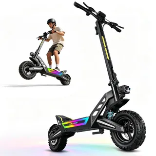 Trottinette Électrique Adulte 1200W Moteur,Autonomie 50-55 KM Batterie 48V 18.2Ah Trotinette Electrique Pliable Portable,Roues 11" Tout Terrain Double Suspension Frein à Disque Escooter