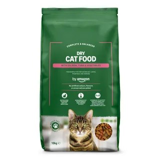 by Amazon - Croquettes complètes pour chats adultes, au saumon, thon et légumes, 1 lot de 10kg