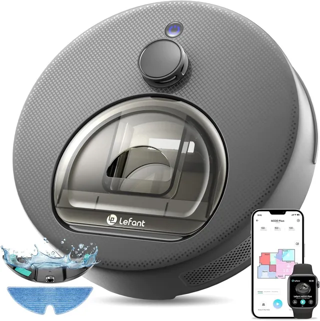 Lefant M330 Plus Robot Aspirateur Laveur 5000Pa Anti-Emmêlement Gris