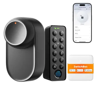 SwitchBot Serrure Ultra WiFi connectée avec écran Tactile de Keypad, Verrouillage de Porte à Empreinte Digitale, Verrouillage de Porte Intelligente, Système à Triple Alimentation