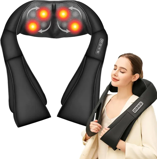Masseur Cervical Shiatsu Chauffant, 16 Têtes, 3 Vitesses