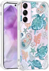 Transparente Coque pour Samsung Galaxy A55 5G 6,5'', Etui Silicone avec Tortue Bleu Aesthetic Motif Design, Protection Bumper Case Antichoc Housse pour Femme Ultra Fine PC Étui Souple
