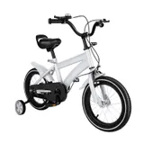 Salmeee Vélo enfant 14 pouces avec roues stabilisatrices, vélos de sport pour extérieur réglables en hauteur pour enfants de 3 à 6 ans, garçon/fille, cadre léger, conduite confortable (Blanc)