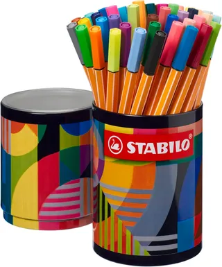 STABILO - Stylo feutre pointe fine - point 88 - Boîte métal ronde x 45 feutres fins- coloris assortis - gamme ARTY