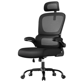 SONGMICS Chaise de Bureau, Chaise Ergonomique, avec Tissu en Maille Respirant à Double Couche, Soutien Lombaire Adaptatif, Appui-Tête Réglable, pour Bureau à Domicile, Noir d’Encre OBN041B01