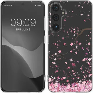 kwmobile Coque Compatible avec Samsung Galaxy A55 5G - Housse de téléphone Protection Souple en TPU - Rose Clair-Brun foncé-Transparent