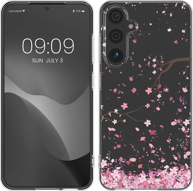 kwmobile Coque Compatible avec Samsung Galaxy A55 5G - Housse de téléphone Protection Souple en TPU - Rose Clair-Brun foncé-Transparent