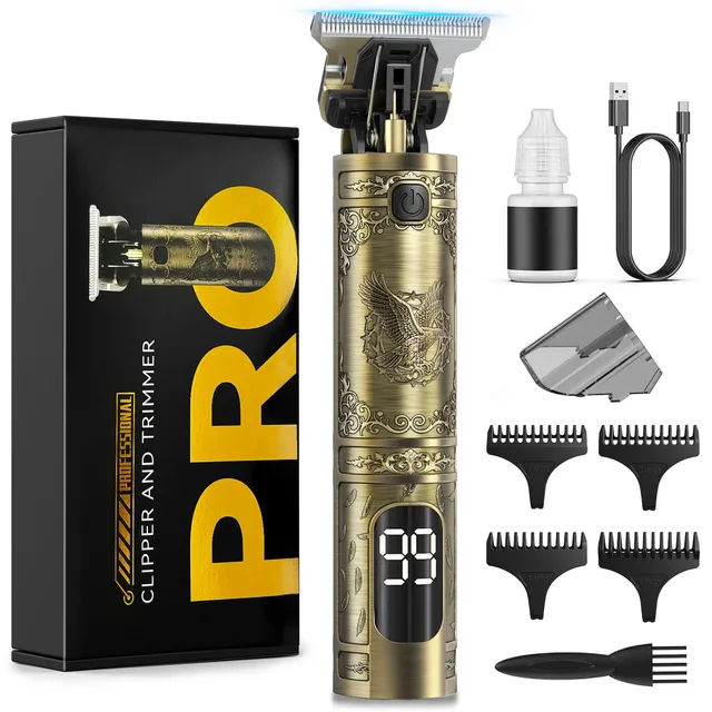 Tondeuse Cheveux Hommes, Tondeuse Barbe Homme Professionnel Tondeuse Cheveux et Barbe Homme Rasoir Electriques Hommes Sans Fil avec Ecran LED Intelligent Rechargeable USB C Cadeau Homme