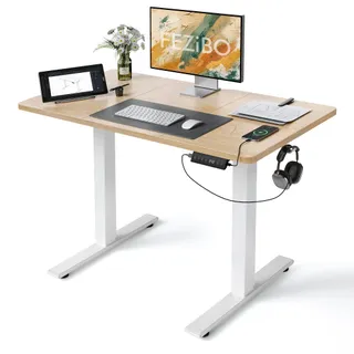 FEZIBO Bureau Assis Debout avec Ports de Charge USB-C&USB-A 120×60 cm