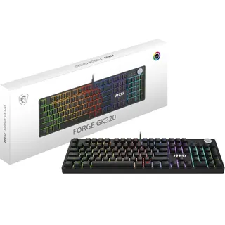 MSI Forge GK320 FR Clavier Gaming Mécanique - AZERTY, Disposition FR, switches Red (Linéaires) interchangeables, Couvercle magnétique, Touches ergonomiques, LED RGB, USB 2.0 - Pleine Taille