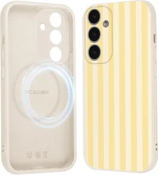 Xylota Coque Magnétique pour Samsung Galaxy A55 5G, Aesthetic Design Rayures Motif Jaune Silicone Housse Étui Compatible avec MagSafe, Protection Etui Bumper Cover pour Samsung A55 5G 6,5'', 01