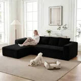 Yihomfy 261cm Canape Dangle Convertible, canapé modulaire en Forme de L,canapé Convertible 3 Places avec méridienne, canapé d'angle Convertible pour Salon - Aucun Montage nécessaire,Noir