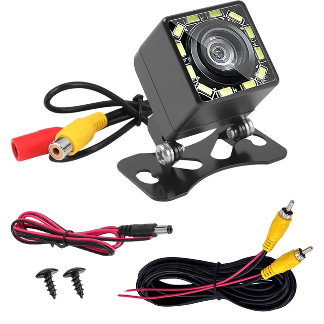 Caméra de Recul Voiture 1080P Ultra HD, 12 LED Vision Nocturne Super Universel 170° Grand Angle Fish-Eye, 12V-24V Étanche IP68 Caméra Arrière pour Voiture SUV Camion Pickup Van Camping-Car Agriculture