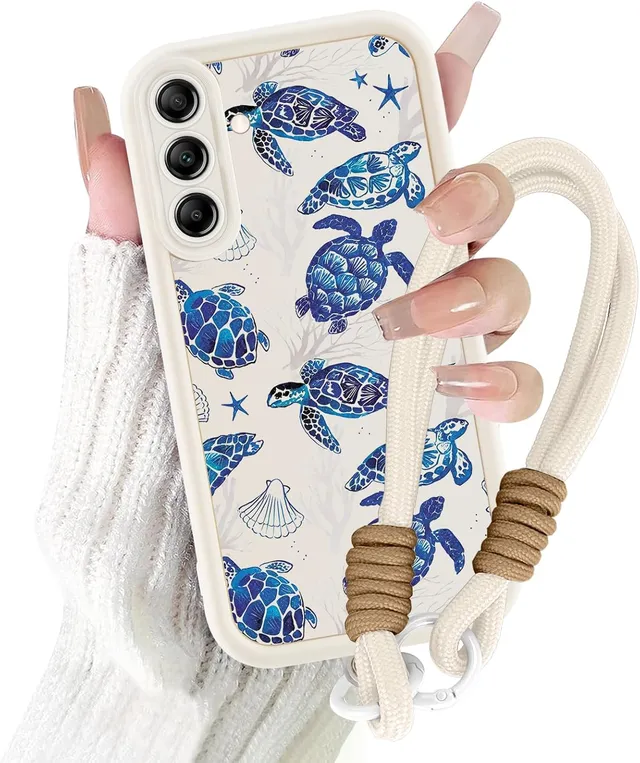 Xylota Coque avec Cordon pour Samsung Galaxy A56 5G, Été Étui Aesthetic Tortue Motif Dessin Fille Case avec Corde Lanière Bracelet, Mince Silicone Antichoc Housse Cover pour Samsung A56, Beige