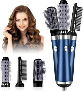 Journeyside Brosse Soufflante Hair Styler, Air Styler 1000W, Seche Cheveux Ionique, Brosse Chauffante 3 en 1, 3 Buses de Coiffage & 3 Températures, Brosse Lissante pour Lisser Sécher Volume