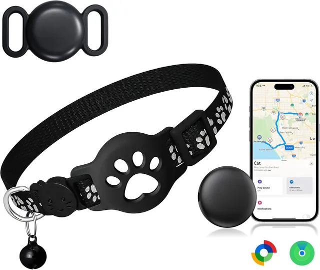 Collier GPS Chat,Traceur Chien sans Abonnement,Suivi en Temps Réel