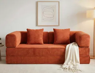 GEDTECH ARMANA Canapé 3 Places Convertible Lila en Velours côtelé, modulable en lit, Confortable, Cosy, méridienne en Velours, Sofa Moderne et Personnalisable, livré compressé, canapé lit