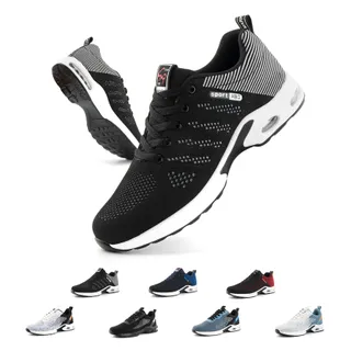 Hitmars Basket Hommes Running Chaussures de Sport Coussin d'air Légères pour Marche EU45 duc1-Noir