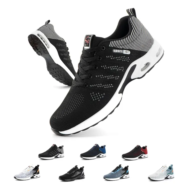 Hitmars Basket Hommes Running Chaussures de Sport Coussin d'air Légères pour Marche EU45 duc1-Noir