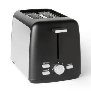 Amazon Basics Grille-Pain 2 Tranches avec 7 Niveaux de Dorage et Tiroir Ramasse-miettes Amovible, Fentes Extra Larges, 800W, Noir