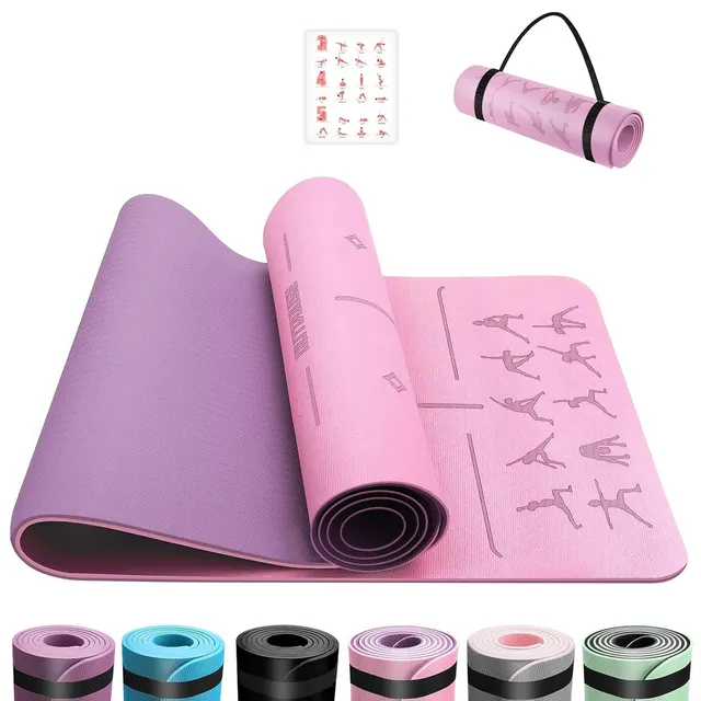 Tapis de Yoga TPE 6mm,Tapis de Sport Avec des lignes d'alignement